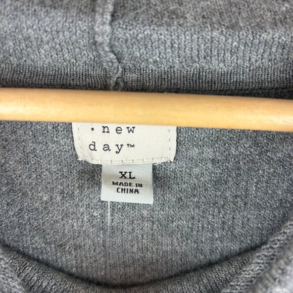 A New Day Cozy Knit Soft Women's Hoodie Sweatshirt Sweater Gray Sz: XL - Picture 9 of 10
